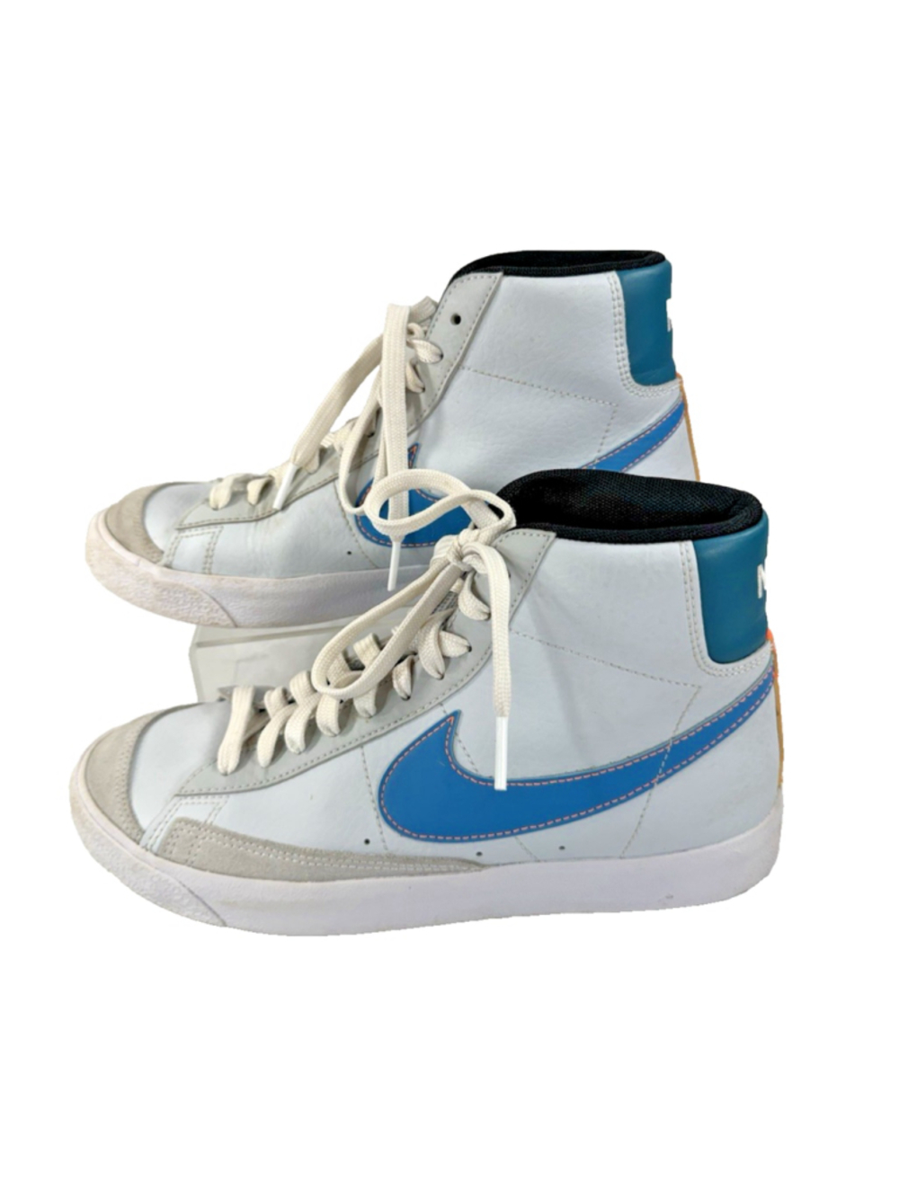Nike Blazer Mid 77 GS Womens 8.5 White Blue Retro Sneakers FD0297-001